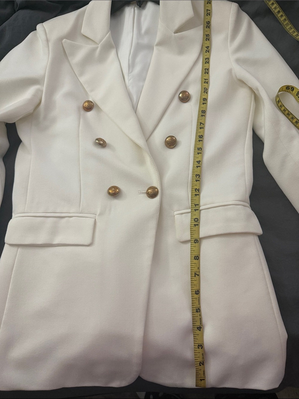 Women's Double-Breasted White Blazer Jacket - Picture 8 of 9